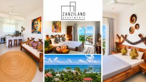 a collage of photos of a hotel room with the ocean at Zanziland Apartments in Kiwengwa