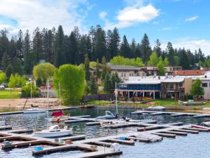 a bunch of boats are docked in a harbor at Hotel McCall in McCall