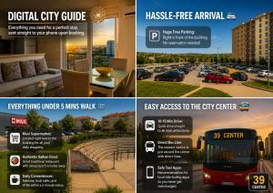 a collage of three pictures of a city at Vels Suite - Cozy Oasis & Free Parking in Voždivac