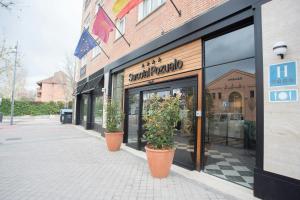 a store front with two potted plants on the sidewalk at Sercotel Pozuelo in Pozuelo de Alarcón