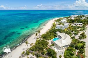 an aerial view of the beach and the ocean at Turtle Beach 5BR Snorkeling Kayaks & Family Entertainment in Providenciales