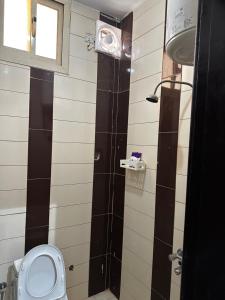 a bathroom with a toilet and a shower at غرف خاصة مودرن in Hail