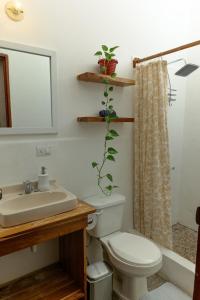 a bathroom with a toilet and a sink at Casa Ramona in Flores
