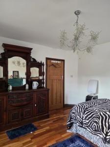 a bedroom with a bed and a dresser and a mirror at Margate beach house in Margate +16 photos