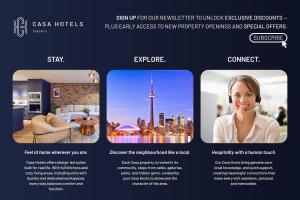 a website for a hotel with a view of the csis at Casa Hotels Gerrard Modern Downtown Suite in Toronto