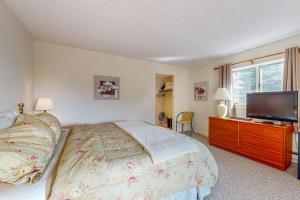a bedroom with a bed and a flat screen tv at Snow Tree 32A in Dover