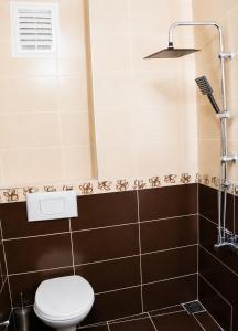 a bathroom with a toilet and a shower at Deal Otel in Uzungöl