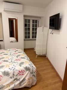 a bedroom with a bed and a tv in it at Kasa102 in Gouveia