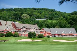 a view of the resort from the golf course at Sugar Hill Haven in Quechee
