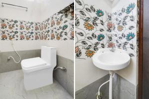 a bathroom with a toilet and a sink at Super Townhouse Hitech City Near Yashoda Hospital in Hyderabad