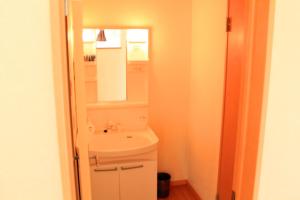 a bathroom with a sink and a mirror at ヴィラルミエール in Yamanakako +40 photos