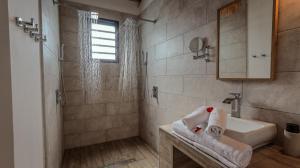 a bathroom with a sink and a shower at Maeva Beach in Sainte Marie