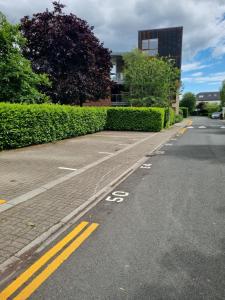 an empty street with a bike lane on the road at Malahide Apartment in Malahide +6 photos