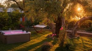 a hot tub in a yard next to a tree at Locanda Adele in Parghelia