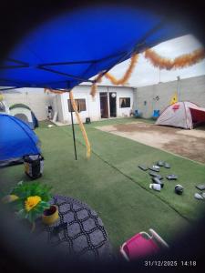 a group of tents in a yard with a field of grass at Tampu Machi Eco Camping in Chancayllo