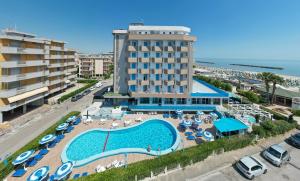 an aerial view of a hotel with a swimming pool at Hotel Concord in Lido di Savio