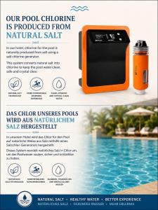 a flyer for a pool chlorine is produced from natural salt at Calis Suites Çeşme - Only Family in Çeşme
