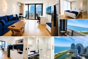 a collage of photos of a hotel room at The Infinity Panorama Batumi in Batumi