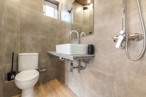 a bathroom with a sink and a toilet at Chalet Firefly in Bansko