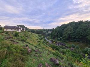 a house on a hill next to a river at Otters Den in Nottingham Road +24 photos