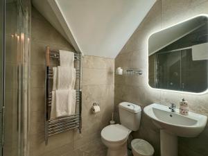 a bathroom with a toilet and a sink at Adams Townhouse in Dingle +31 photos