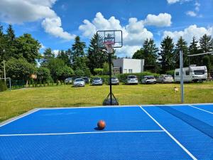 a basketball hoop with a ball on a court at Oaza Pieczyska in Koronowo