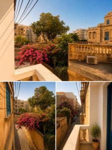 a collage of pictures of a city with flowers at Sliema Arch Suites Modern Boutique Apartment in St. Julianʼs
