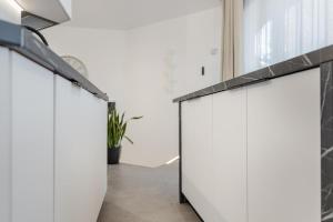 a hallway with white cabinets and a potted plant at Sanseveria in Španjola