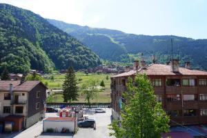 a view of a town with mountains in the background at Dünya Apart in Çaykara