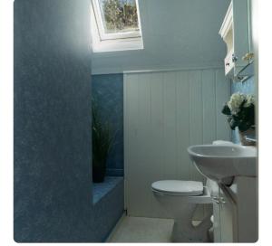 a bathroom with a toilet and a sink and a window at Rekkehus Tyssedal Trolltunga in Tveit +17 photos