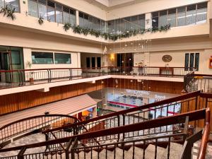 an overhead view of a building with a pool at Gran Plaza Hotel Centro Histórico in Iguala de la Independencia