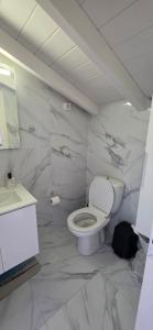a white bathroom with a toilet and a sink at Home Dimitra in Grammatikiánoi +26 photos