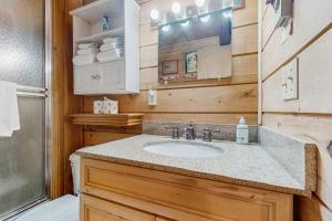 a bathroom with a sink and a toilet and a shower at Ahmeek Retreat in Dover +32 photos