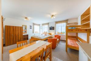a living room with a bedroom and a bunk bed at Apartmány Koloniál in Rokytnice nad Jizerou