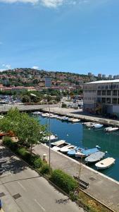 un porto turistico con barche ormeggiate in acqua di Studio Apartment Greis a Fiume (Rijeka)
