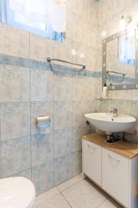 a bathroom with a sink and a toilet at Apartmani Vitković II Cres in Cres