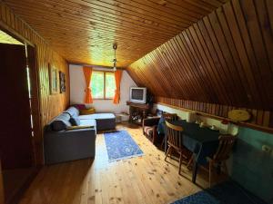 a living room with a couch and a table at Vikendica Bistrica in Mojkovac