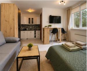 a living room with a couch and a table at Apartmani Krčmarica 10 in Divčibare