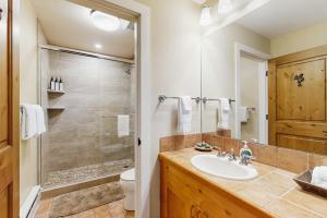 a bathroom with a sink and a shower at Among the Wildflowers in Sun Valley +69 photos