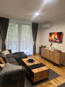 a living room with a couch and a table at Monteluce Apartment Vlašić in Šišava