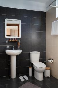 a bathroom with a toilet and a sink at Arisvi All Seasons Hotel in Skala Kallonis