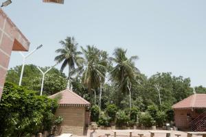a group of palm trees in front of a building at The Royal Valley Resort in Chotila +3 photos
