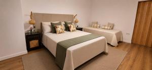 a bedroom with two beds with pillows at Casa Ameghino in Laujar de Andarax