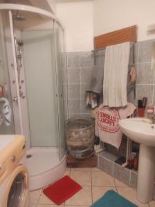 a bathroom with a shower and a sink at Fab's Home in Oust +5 photos
