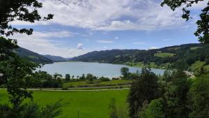 a lake in the middle of a green field at Fewo Gabriela Allgäu in Immenstadt im Allgäu