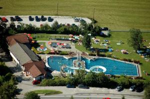 an overhead view of a resort with a swimming pool at Schladminger Tauern Apartment in Haus im Ennstal