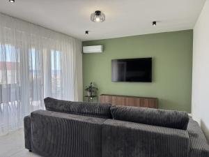 a living room with a couch and a flat screen tv at Apartment Terra Verde in Kastel Stari