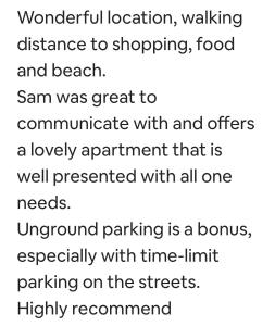 a screenshot of a cell phone with a text message at Beachside flat with free parking in Melbourne