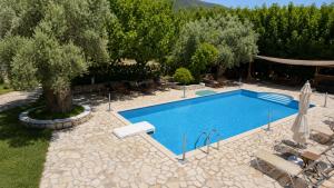 a swimming pool in a yard with a tree at Calderimi Lefkada in Nydri +4 photos