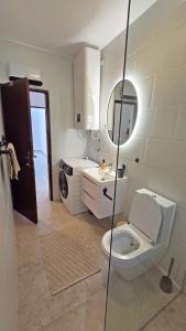 a bathroom with a toilet and a sink and a mirror at Villa Sava in Đenovići +20 photos